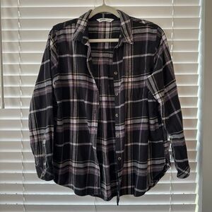 Sonoma Purple and Yellow Plaid Button-Up Shirt
